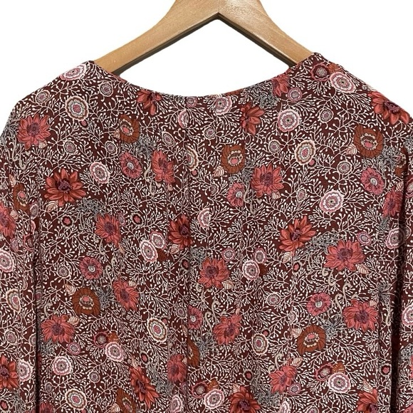 Lucky Brand Los Angeles Women's Purple/Burgundy Floral Long Sleeve Blouse Size S - Picture 6 of 14